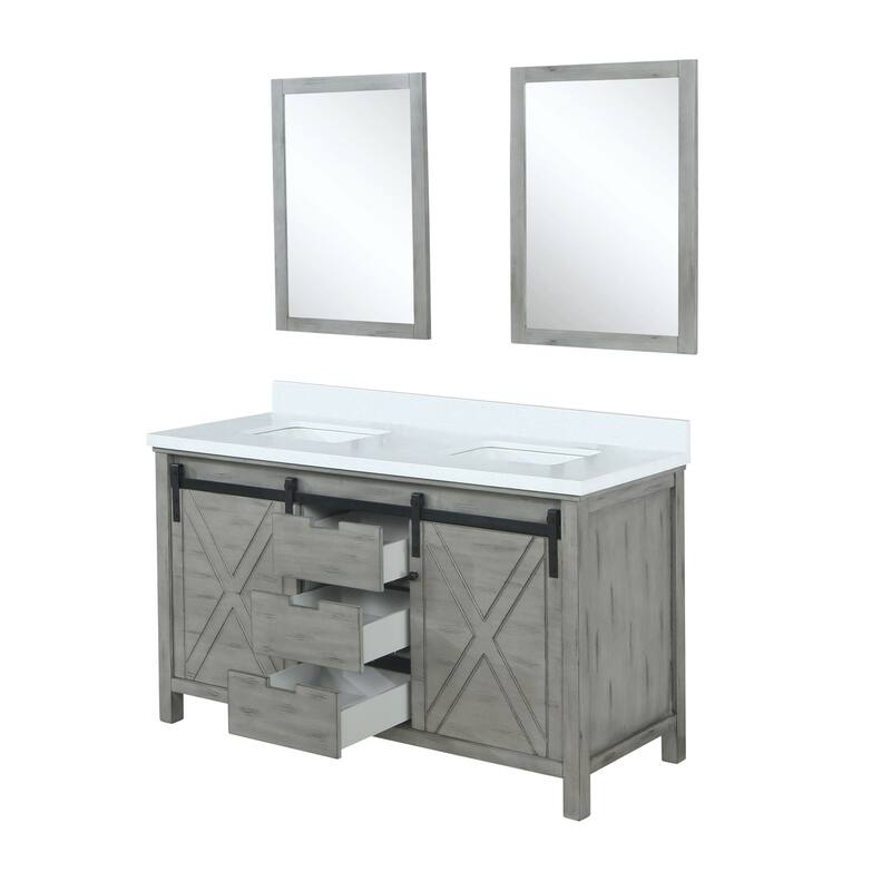 Marsyas Brown Bath Vanity, Cultured Marble Countertop and Mirrors