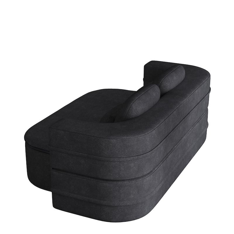 75''2-in-1 Foldable Sofa,Convertible Sleeper Foam Sofa Bed with Multi Functional Blanket, Chenille Floor folding sofa bed