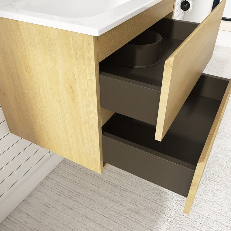 24 inches Wall-mounted Bathroom Vanity Set with White Ceramic Integrated Sink - 24" x 18"