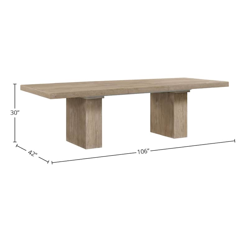 Nash 42" Solid Wood Dining Table with Leaf, Weathered Sand