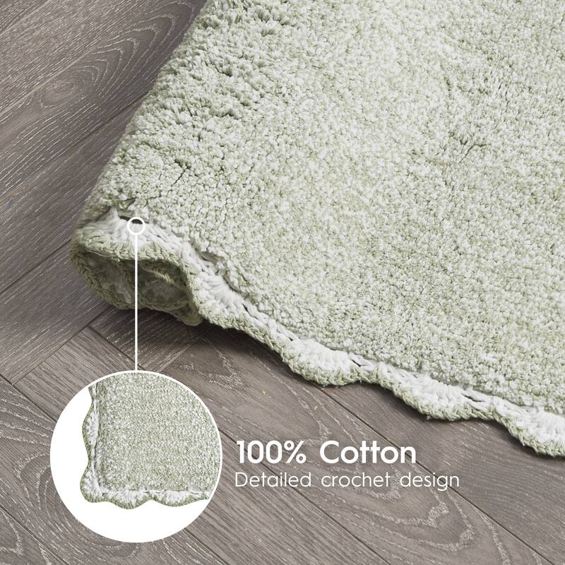 Laura Ashley Heathered Crochet Border Bath Rug