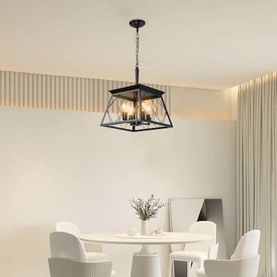 16" Black Industrial 4-Light Pendant Chandelier