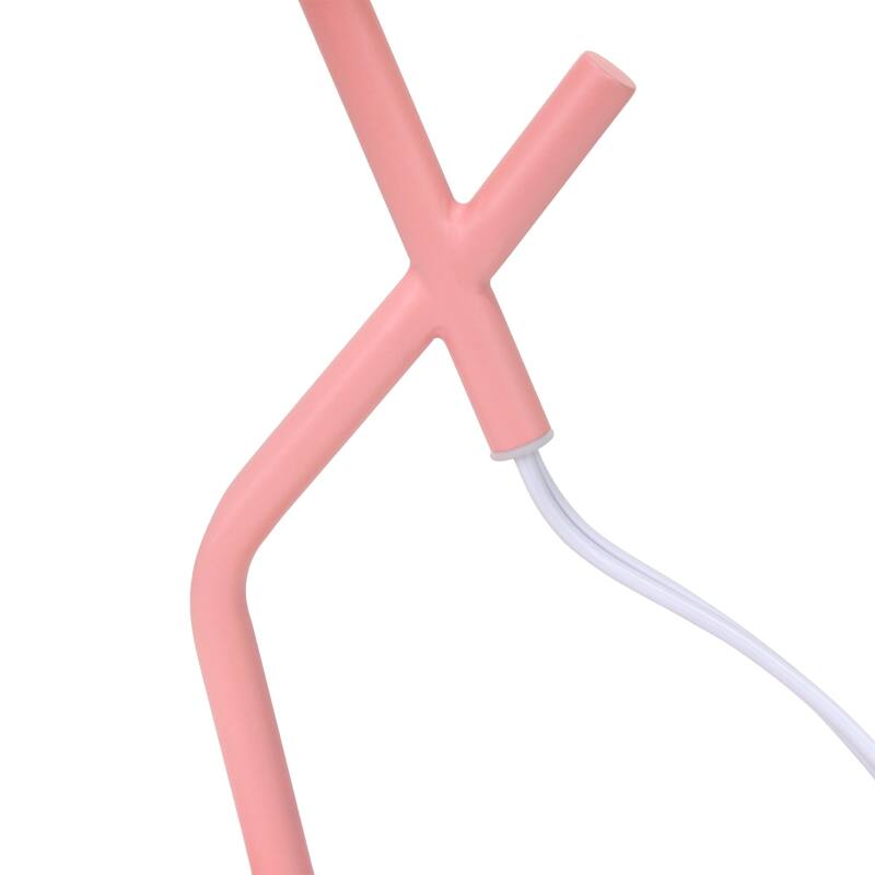 Abstract Angular Table Lamp with Drum Shade - 17" - Pink