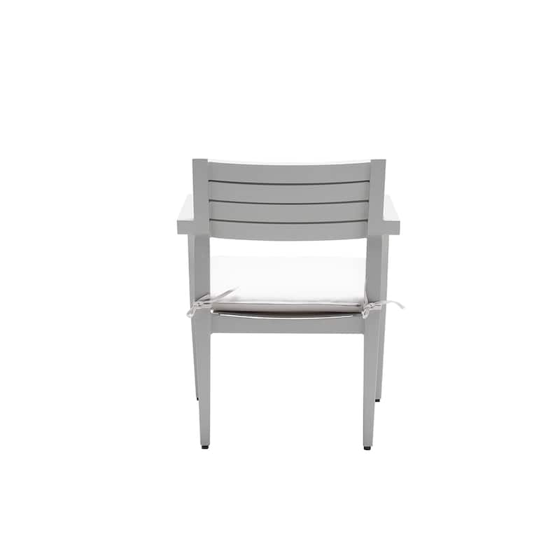 Grayish Aluminum Stationary Dining Chairs with Cushions - Grey