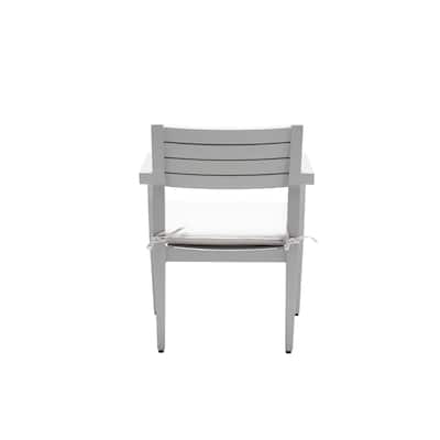 Grayish Aluminum Stationary Dining Chairs with Cushions