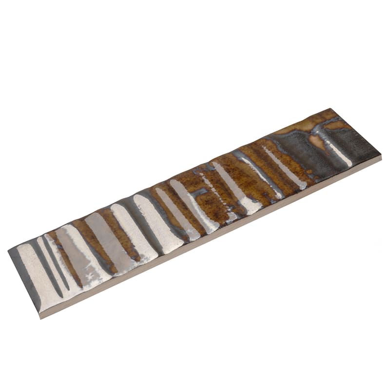 Merola Tile Joliet Prisma Dark Amber 3" x 12" Fluted Ceramic Wall Tile