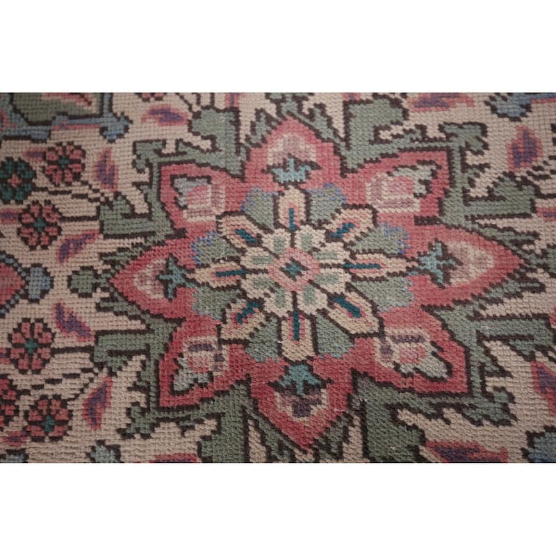Pink Tabriz Persian Vintage Area Rug Hand-Knotted Wool Carpet - 8'0"x 11'0"