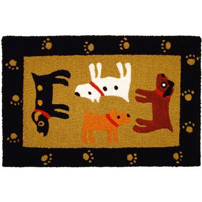 Jellybean Rug Woof Woof Black - 21in x 33in
