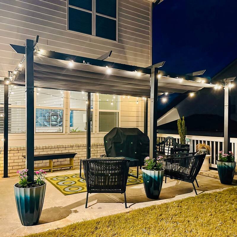11x16 FT Retractable Aluminum Pergola with Weather-Resistant Canopy for Outdoor Living