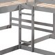 preview thumbnail 10 of 9, Full and Twin Size Bunk Bed with Slide, Wood Full and Twin Size L-Shaped Bunk Bed Frame for 4 with Ladders for Kids Teens, Grey