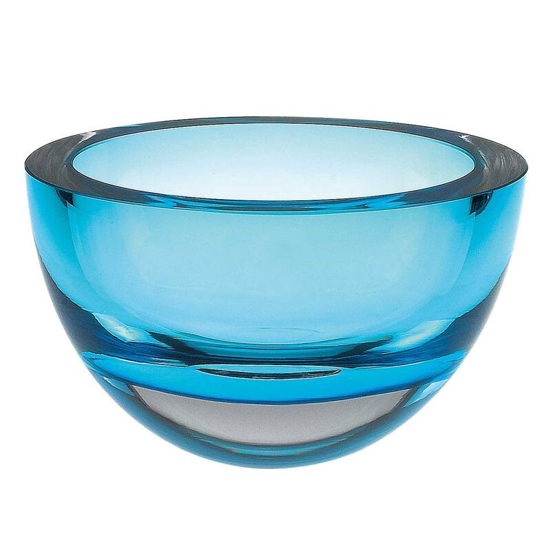 HomeRoots 6" Mouth Blown European Made Lead Free Cobalt Crystal Bowl