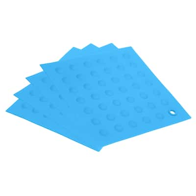 4pcs Silicone Pot Holder Trivet Mat Hot Pads Non-Slip Heat Resistant - Blue