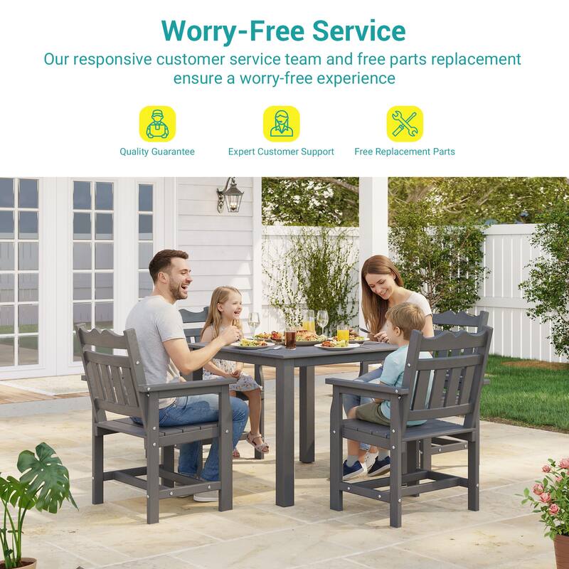 HIPS Outdoor Dining Set All-weather Patio Table and Chairs(Set of 5)