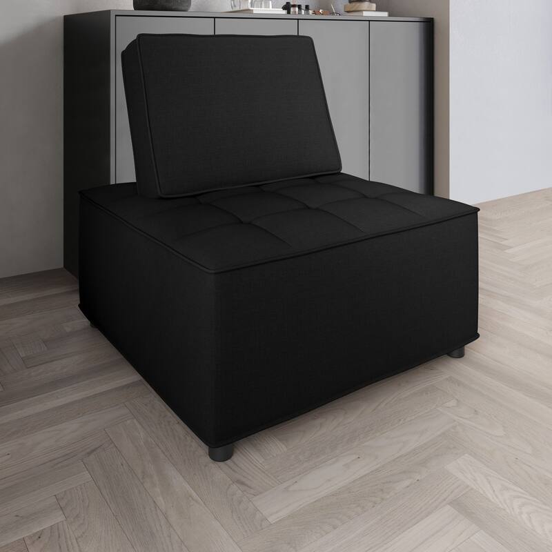 Clayfell Lancy Linen Tufted Square Accent Chair