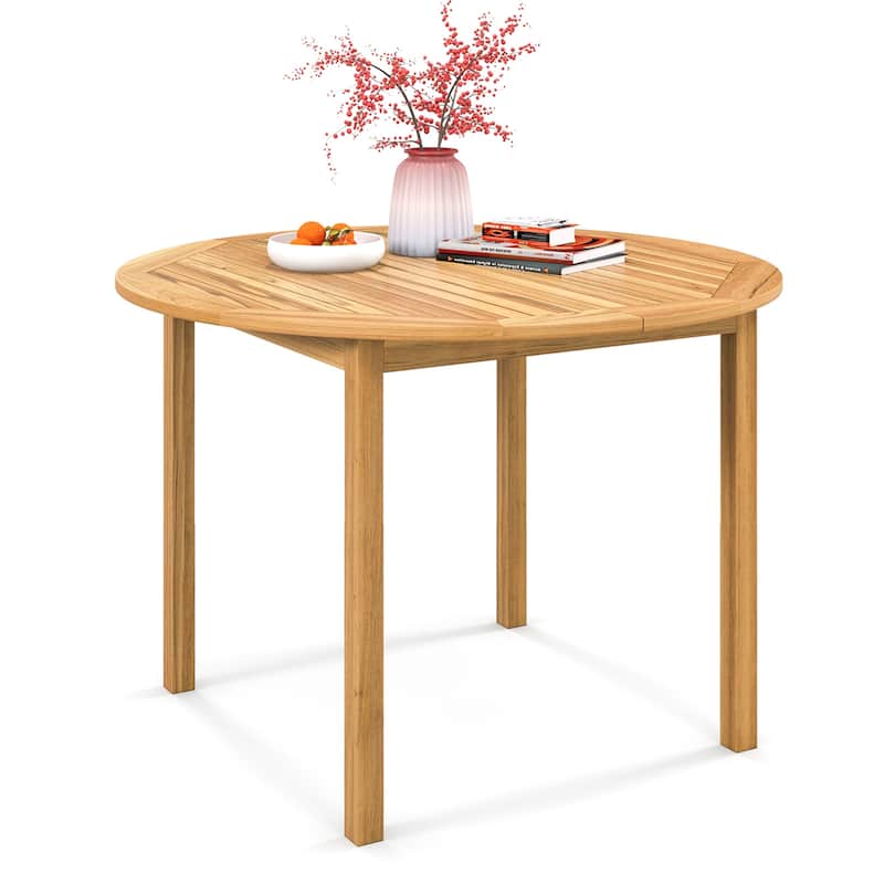 Outdoor Patio Dining Table Acacia Wood Round Bistro Table - Natural
