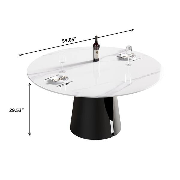 59.05"Modern artificial stone round black carbon steel base dining ...