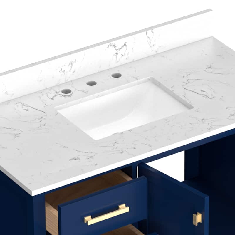 StarrySky 42 inch Undermount Single Sink Bathroom Vanity with Engineered Carrara Marble Top - 42 inch