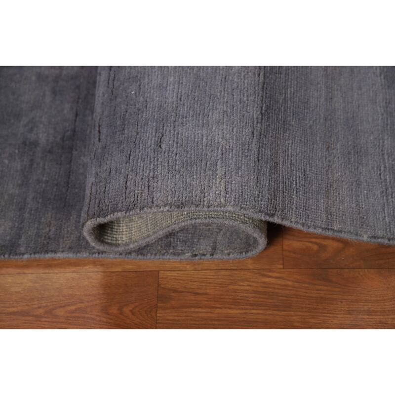 Modern Gabbeh Oriental Foyer Rug Hand-Knotted Grey Wool Carpet - 3'3" x 4'11"