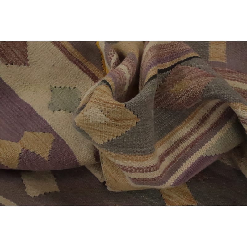 Hand Woven Oriental 100% Wool Carpet Southwestern Tribal Purples Kilim Area Rug - 7' 11'' X 4' 10''