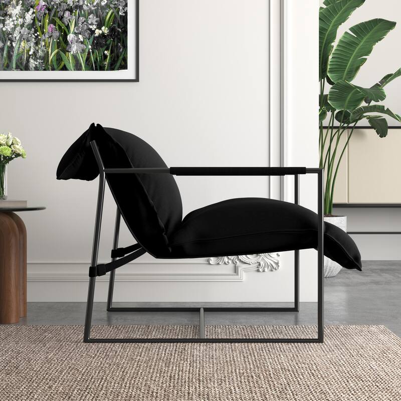 Fabric Armchair Metal Framed Sling Accent Chair