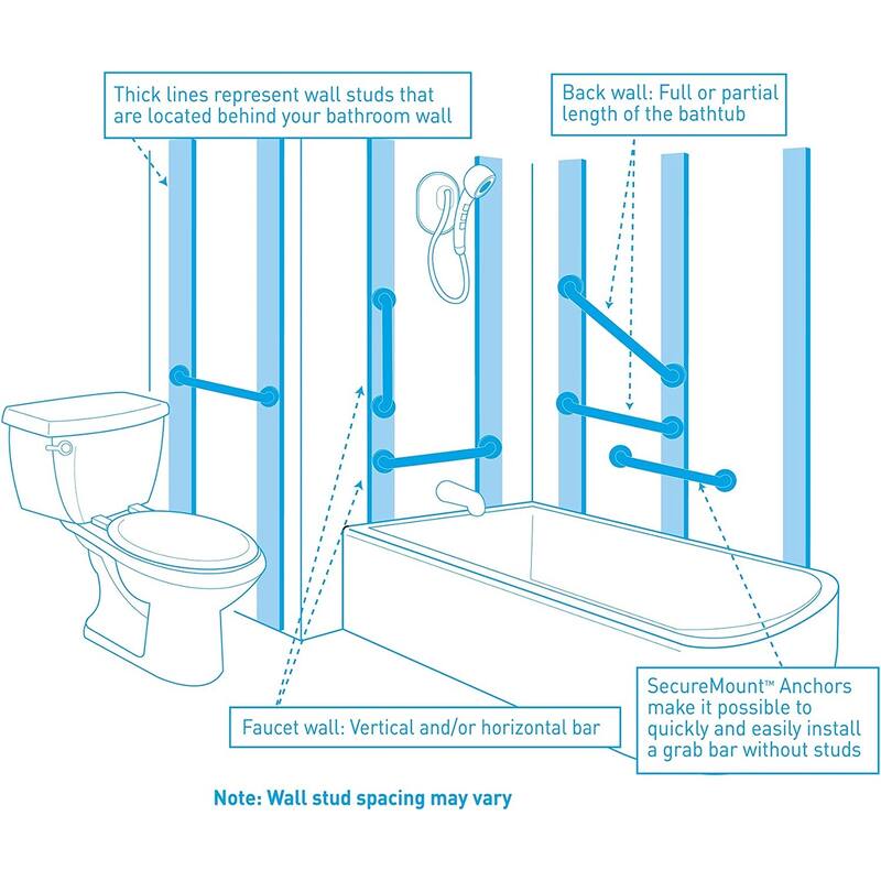 CEL Commercial/Home Stainless Steel Bathroom Safety Grab Bar