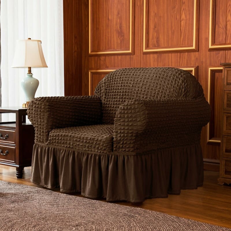 Subrtex 1 Piece Armchair Slipcover Seersucker Skirt Stretch Spandex Furniture Protector