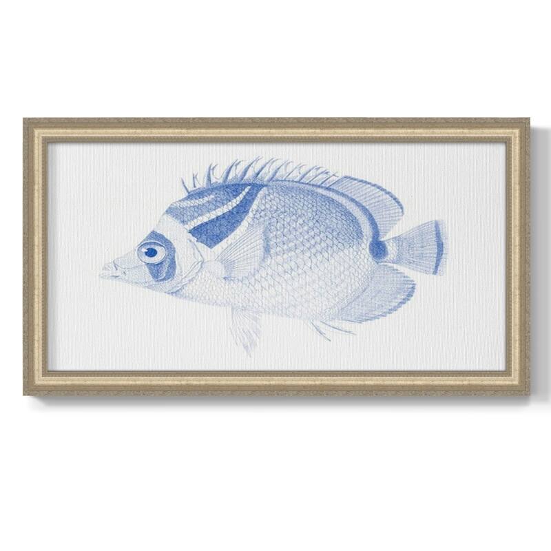 Blue & White Tropical Fish IV Premium Framed Canvas- Ready to Hang