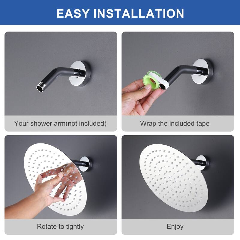 WOWOW 1-Spray Patterns with Wall Mount Rain Fixed Shower Head