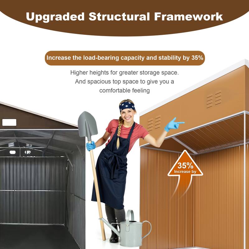 8x4 FT Heavy-Duty Metal Storage Shed with Double Doors, Windows & Ventilation - Weatherproof Outdoor Garden Shed