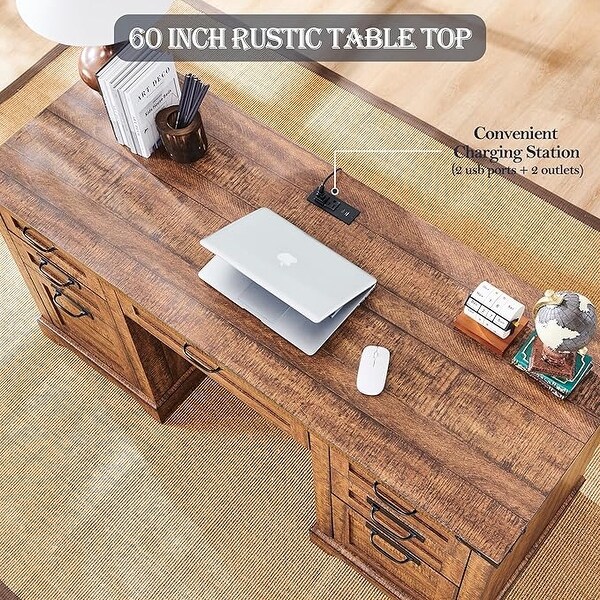 60 Farmhouse Executive Desk Wood Home Office Desk Computer Desk On Sale Bed Bath Beyond 41040051