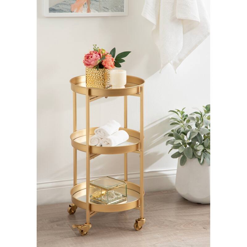 Kate and Laurel Celia Round Metal Bar Cart