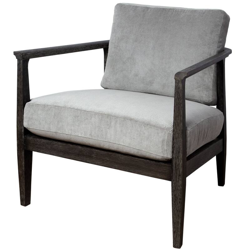 34" Black and Gray Curved Open Back Accent Chair