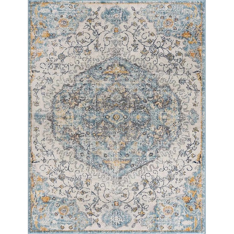 Tigris Pasha Oriental Medallion Bohemian Vintage Distressed Area Rug