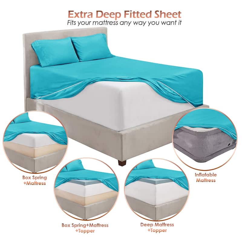 Empyrean Extra Deep Pocket Bed Sheet Set - Breathable, Super Soft Sheets with Extra Set of Pillowcases