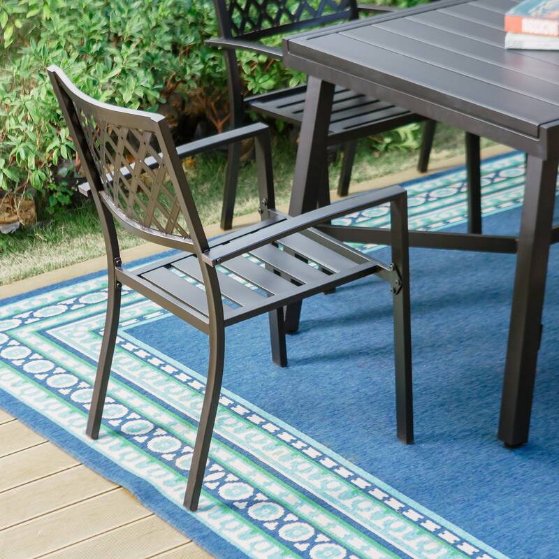 MAISON ARTS Outdoor Patio Dining Set of 7/9 with Metal Expandable Rectangular Dining Table and Metal Chairs