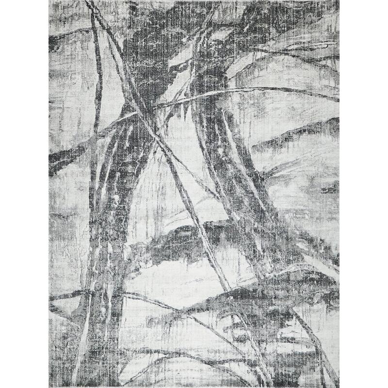 EXQUISITE RUGS Kyoto Hand-loomed Wool/Bamboo Silk Silver/Black Area Rug.