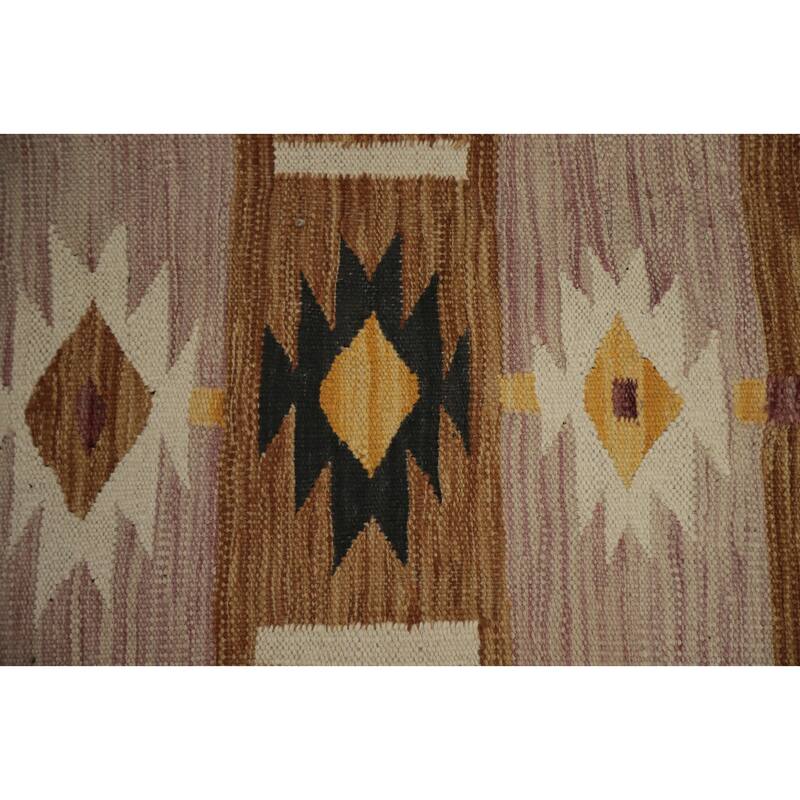 Hand Woven Oriental 100% Wool Carpet Southwestern Tribal Pink Kilim Area Rug - 6' 9'' X 5' 0''