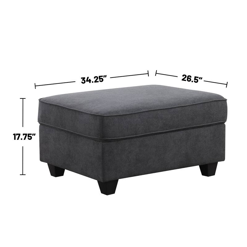 Woven Upholstered Sofa with Ottoman in Stone Gray