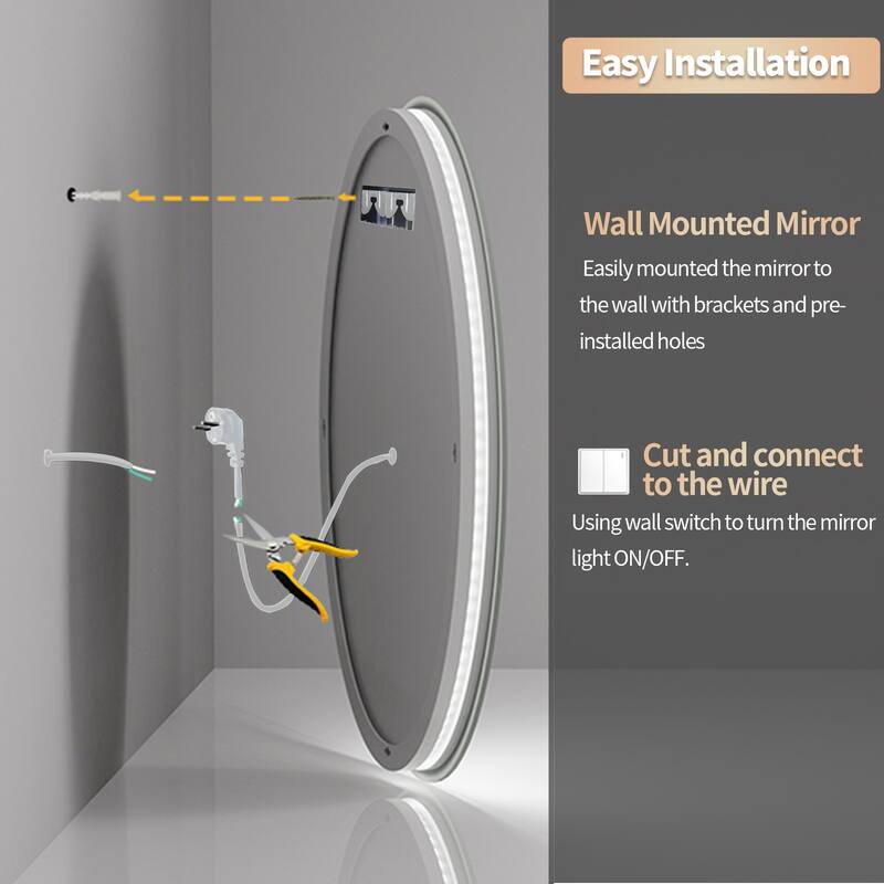 Waterproof Anti Fog LED Bathroom Mirror With Touch Button