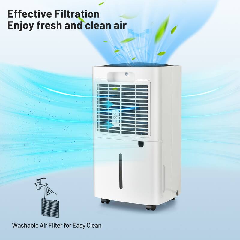 Costway 30-Pint Portable Dehumidifier with Wheels 1,500 Sq. ft