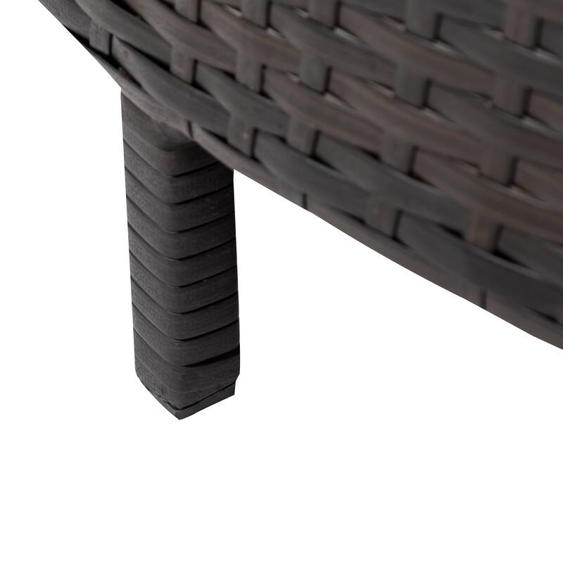 5-Piece All-Weather Brown PE Rattan Sectional Sofa Set - Outdoor Patio Half-Moon Wicker Furniture with Tempered Glass Table