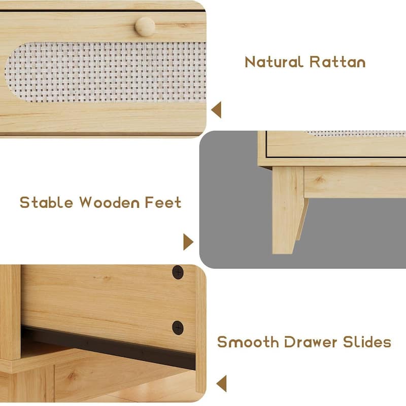 Modern Rattan 3 Drawer Dresser for Bedroom