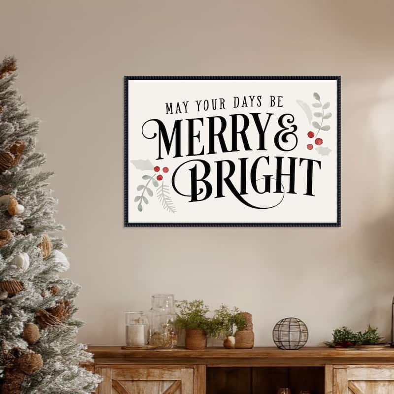 Merry Sentiment II by Victoria Barnes (33 x 23 in.), Framed Canvas Wall Art Print - Sylvie Beaded Black