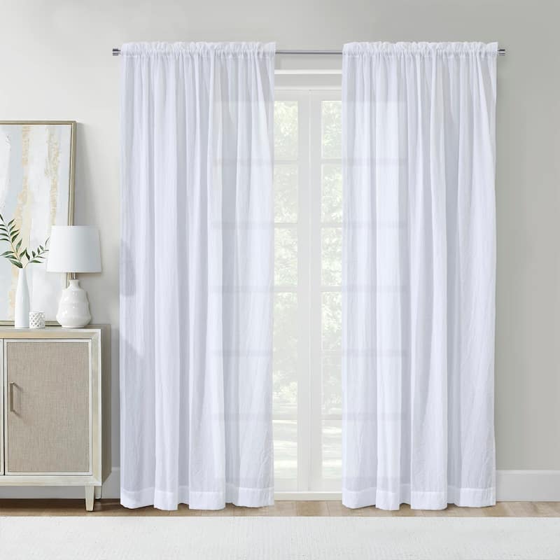 Crushed Sheer Rod Pocket Curtain Panel - 52" x 84" - White - 52" x 84"