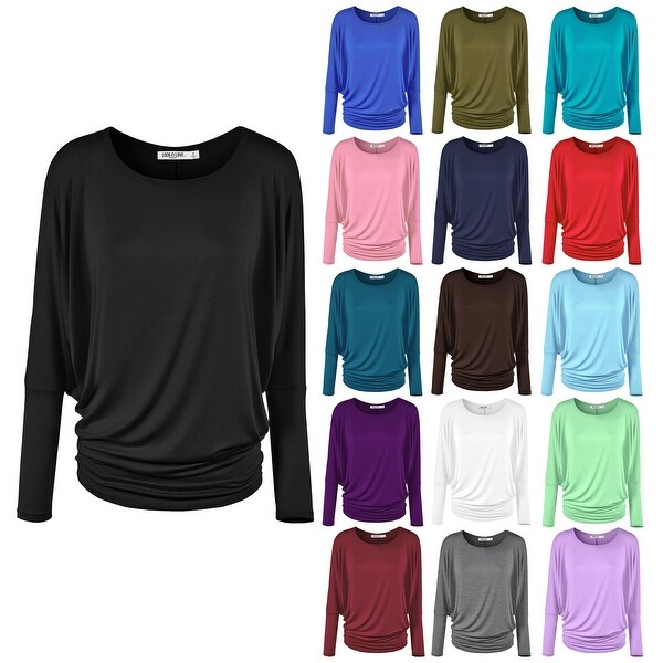 Womens Flowy Draped Long Sleeve Batwing 