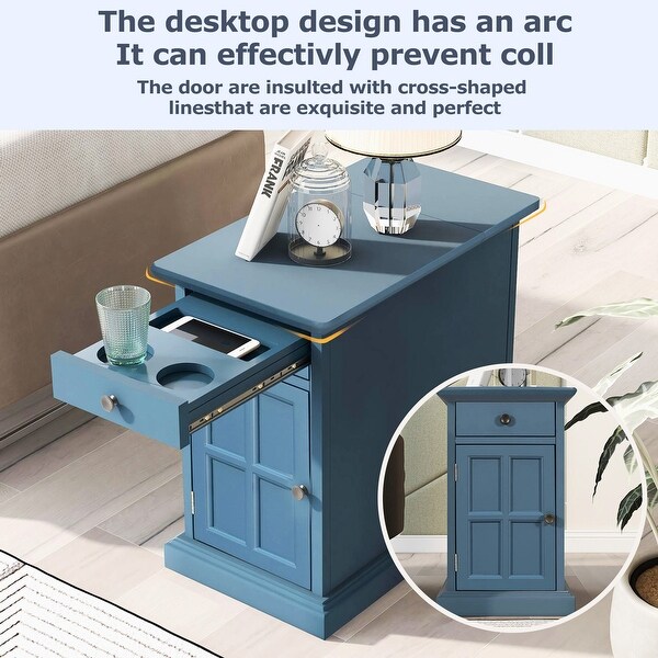 Blue end table with storage hotsell