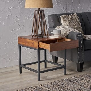 Ebany Industrial Wood Storage End Table by Christopher Knight Home