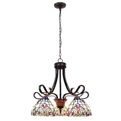 Tiffany-Style Victorian-Design 5-light Dark Bronze Pendant