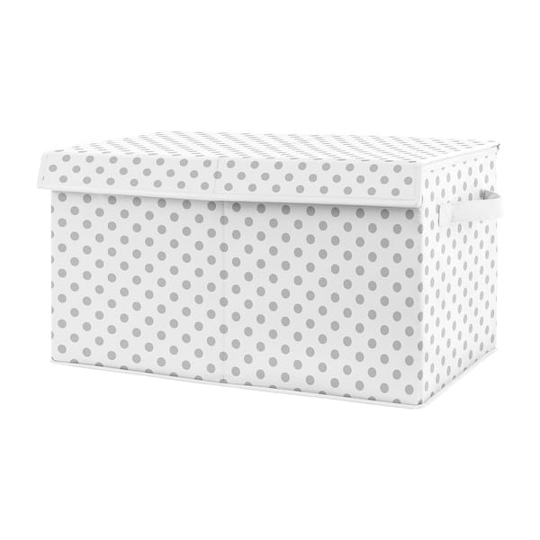 slide 2 of 4, Grey Polka Dot Girl Kids Fabric Toy Bin Storage - for Blush Pink Gray Shabby Chic Boho Watercolor Floral Rose Flower Collection