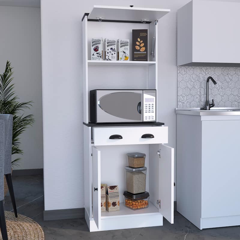 TUHOME Tampa Kitchen Pantry with Drawer and 2 Cabinets